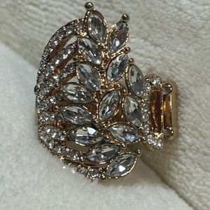 Marquis and rhinestone Clear-cut, cascade, golden  ring, stretch band
